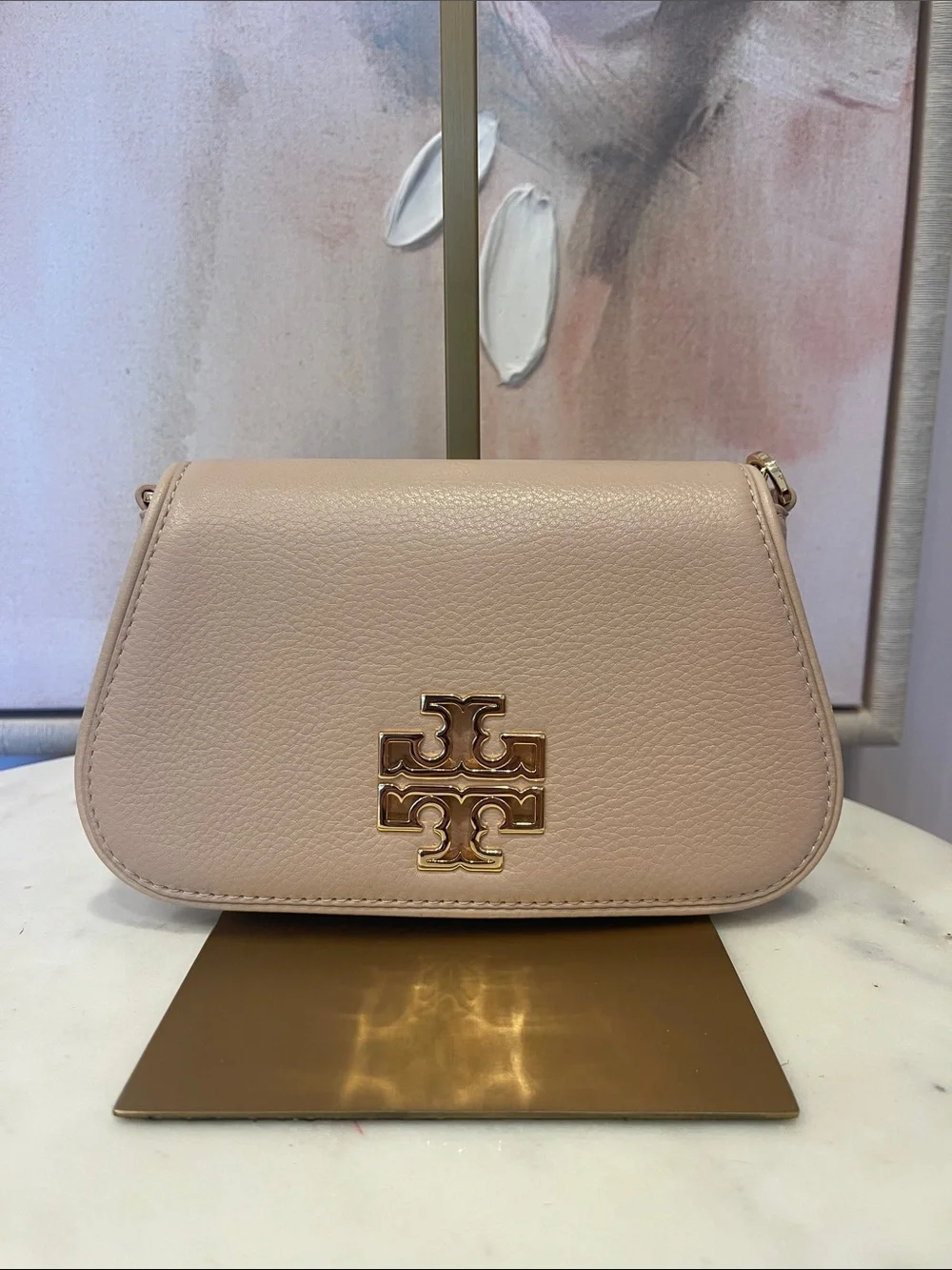 Tory Burch Pebbled Leather Crossbody in Blush